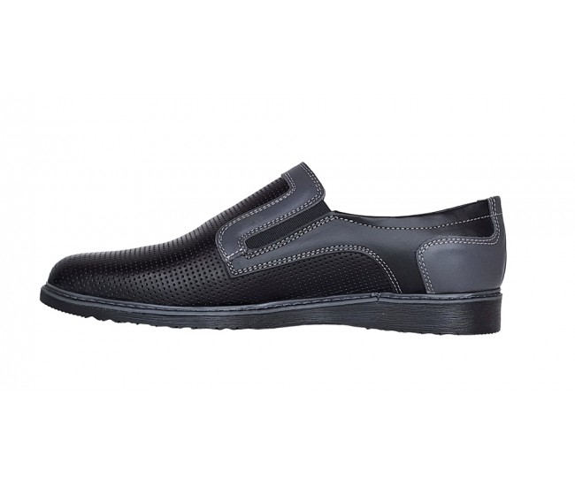 Pantofi barbati casual din piele naturala , Negru - GKR90N