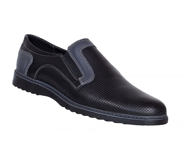 Pantofi barbati casual din piele naturala , Negru - GKR90N