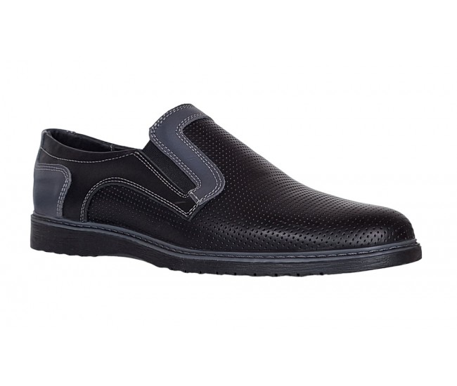 Pantofi barbati casual din piele naturala , Negru - GKR90N