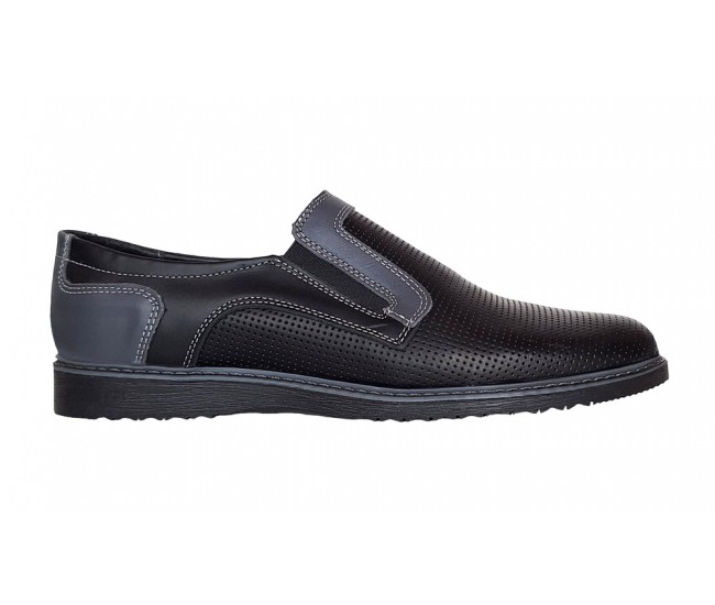 Pantofi barbati casual din piele naturala , Negru - GKR90N