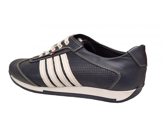 Pantofi barbati sport din piele naturala , Bleumarin, Alb - GKR93BLM