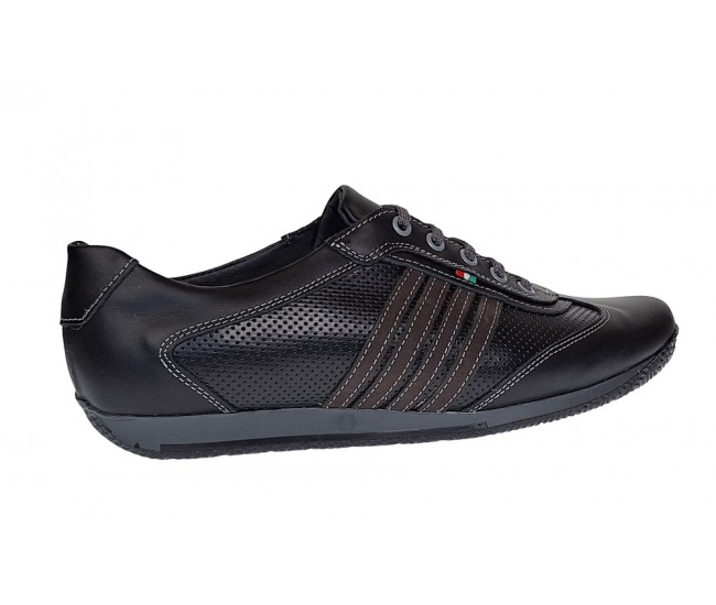 Pantofi barbati sport din piele naturala , Negru - GKR93N