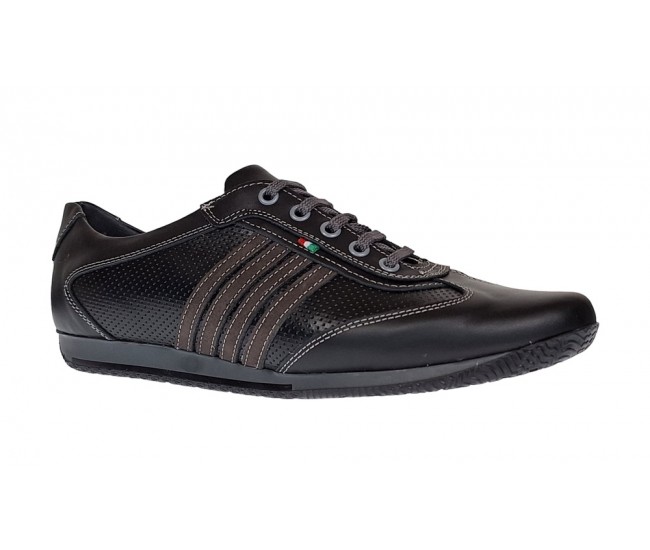 Pantofi barbati sport din piele naturala , Negru - GKR93N