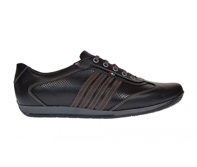 Pantofi barbati sport din piele naturala , Negru - GKR93N