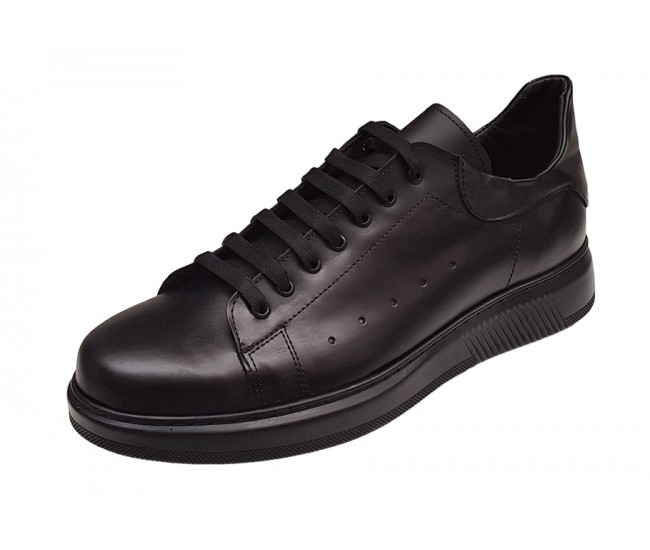 Pantofi barbati sport, casual din piele naturala, Negru - BLACKCOMBAT-2N