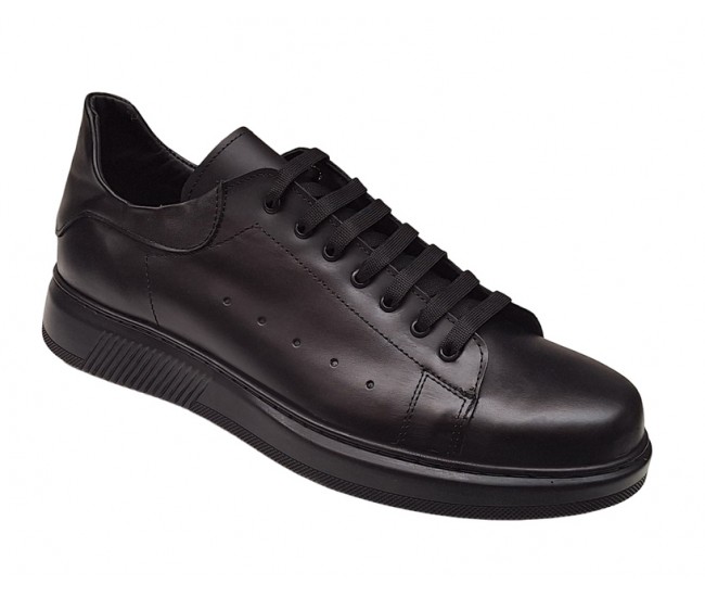 Pantofi barbati sport, casual din piele naturala, Negru - BLACKCOMBAT-2N