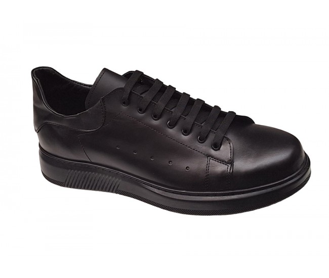 Pantofi barbati sport, casual din piele naturala, Negru - BLACKCOMBAT-2N