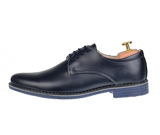 Oferta marimea  40, 42, 44 - Pantofi barbati, bleumarin,  casual-eleganti,  din piele naturala -  L859BLM