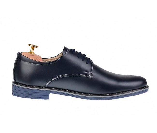 Oferta marimea  40, 42, 44 - Pantofi barbati, bleumarin,  casual-eleganti,  din piele naturala -  L859BLM