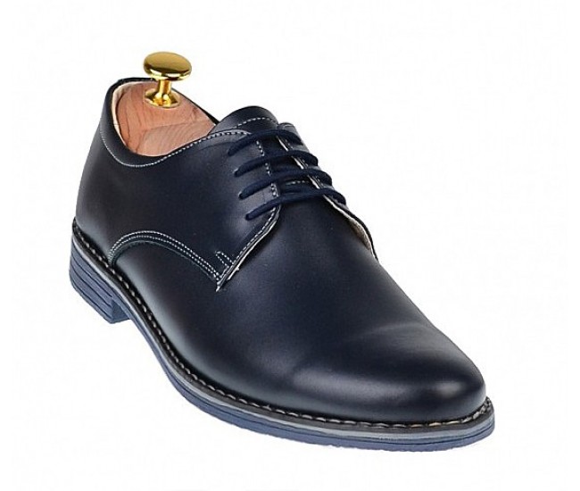 Oferta marimea  40, 42, 44 - Pantofi barbati, bleumarin,  casual-eleganti,  din piele naturala -  L859BLM