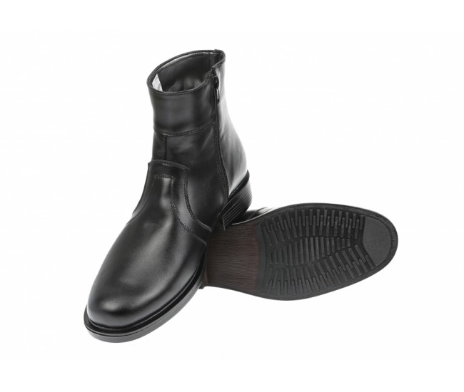 Oferta marimea 39 - Ghete barbati negre, office, elegante din piele naturala, cu fermoar - LGTANCAN