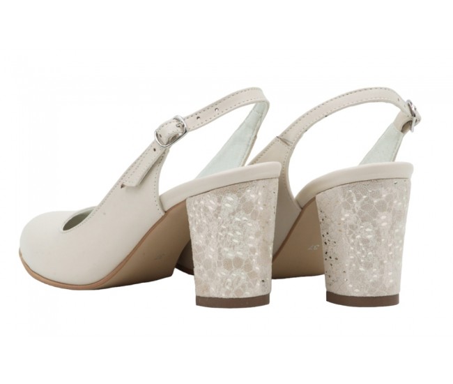 OFERTA marimea 39-Pantofi dama eleganti , decupati , nud , cu toc floral , 6 cm - LNA101NUD