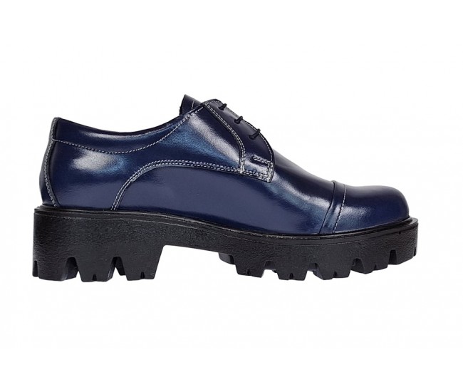 Oferta marimea 38 Pantofi dama casual din piele naturala platforme inalte Bleumarin - LP11BLM