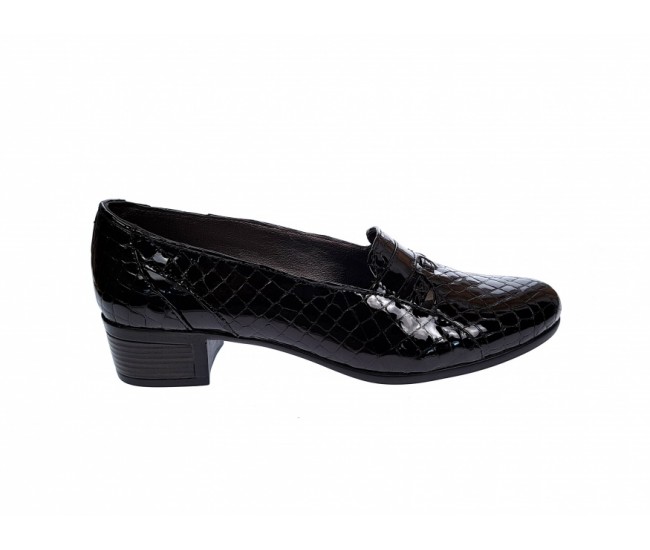 OFERTA MARIMEA  39   - Pantofi dama, din piele naturala, croco lac, cu toc de 5cm,LP18CRN