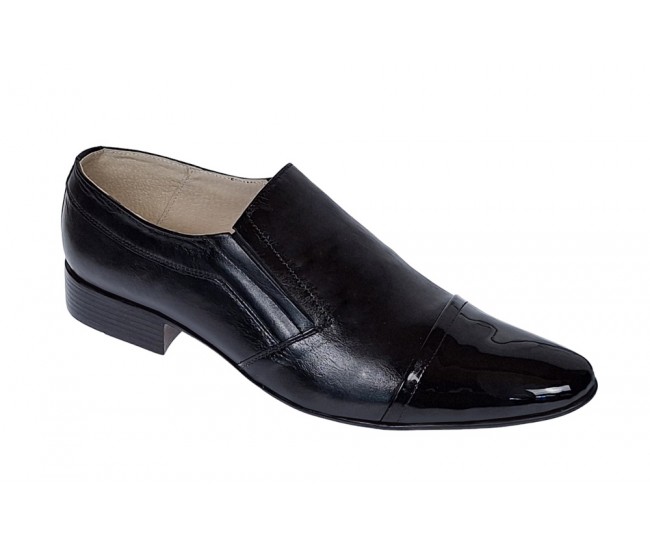 OFERTA! marimea 41,  43,   44 - Pantofi barbati, eleganti, din piele naturala cu varf Negru LAC LP61NLAC