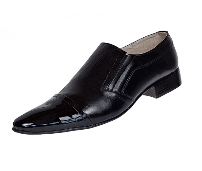 OFERTA! marimea 41,  43,   44 - Pantofi barbati, eleganti, din piele naturala cu varf Negru LAC LP61NLAC