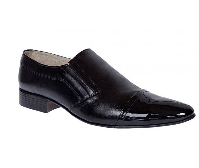 OFERTA! marimea 41,  43,   44 - Pantofi barbati, eleganti, din piele naturala cu varf Negru LAC LP61NLAC