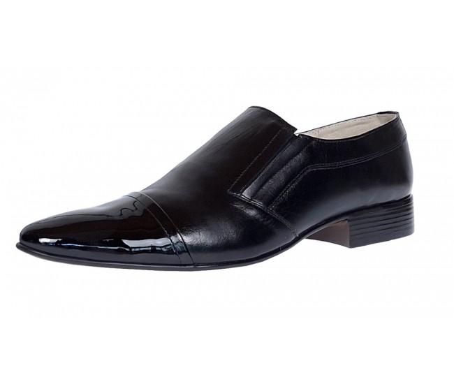 OFERTA! marimea 41,  43,   44 - Pantofi barbati, eleganti, din piele naturala cu varf Negru LAC LP61NLAC