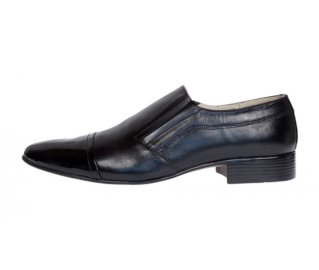 OFERTA! marimea 41,  43,   44 - Pantofi barbati, eleganti, din piele naturala cu varf Negru LAC LP61NLAC