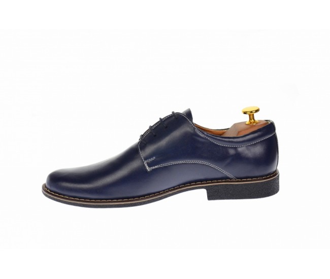 Oferta marimea   42  -  Pantofi barbati, casual- eleganti, din piele naturala, bleumarin inchis, LP80BLM