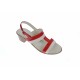 OFERTA marimea  35,36, 37, 38, 39, 40 -Sandale dama din piele naturala, lac, combinatie de culori, Rosu, Alb, toc de 5cm - LS7AR