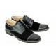 Pantofi barbati casual din piele naturala combinata, Negru, LUX75R