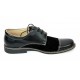 Pantofi barbati casual din piele naturala combinata, Negru, LUX75R