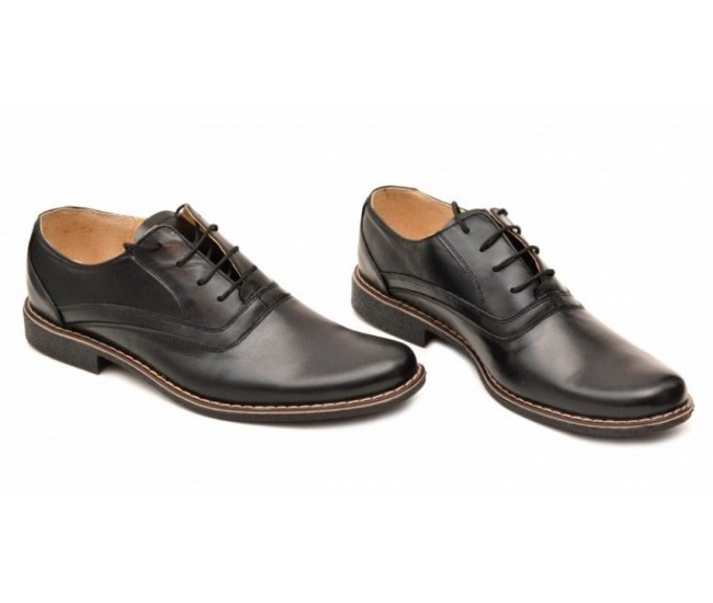 Pantofi barbati casual din piele naturala, Negru LUX76N