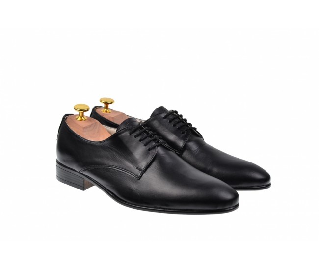 Pantofi barbati eleganti din piele naturala de culoare neagra NIC211SIR