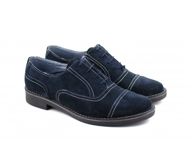 Pantofi barbati eleganti din piele naturala bleumarin P32BL