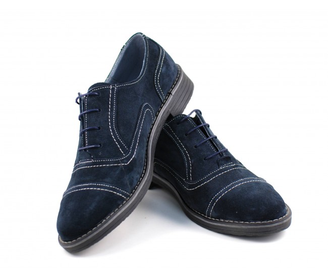 Pantofi barbati eleganti din piele naturala bleumarin P32BL