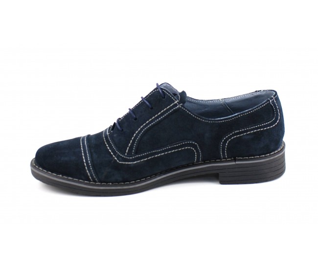 Pantofi barbati eleganti din piele naturala bleumarin P32BL