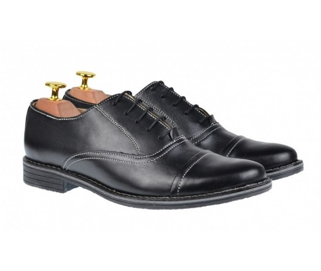 Pantofi barbati casual din piele naturala neagra P32NBOX