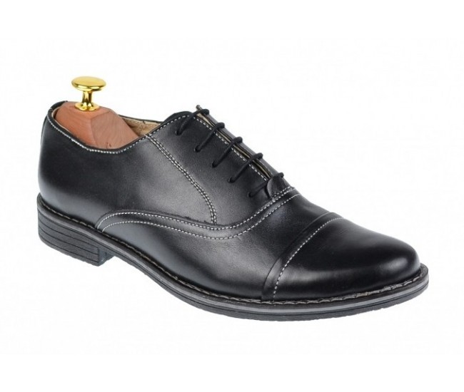 Pantofi barbati casual din piele naturala neagra P32NBOX