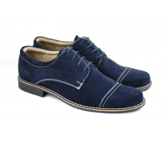 Pantofi barbati eleganti din piele naturala bleumarin - P34BL