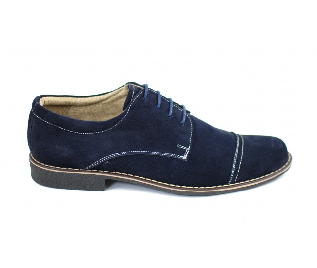 Pantofi barbati eleganti din piele naturala bleumarin - P34BL