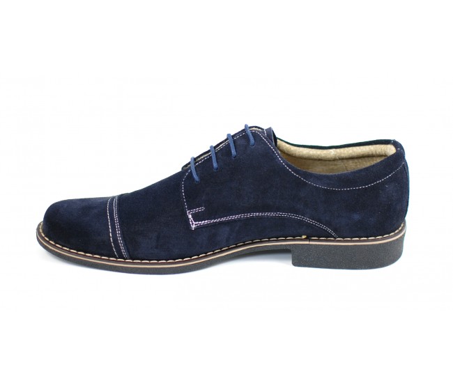 Pantofi barbati eleganti din piele naturala bleumarin - P34BL