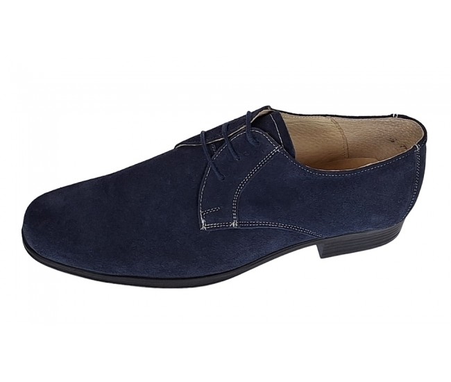 Pantofi barbati eleganti din piele naturala intoarsa bleumarin P34BLMVEL