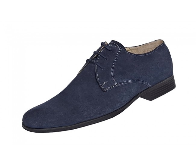 Pantofi barbati eleganti din piele naturala intoarsa bleumarin P34BLMVEL