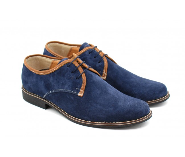 Pantofi barbati casual, din piele naturala, culoare bleumarin P34BLUE