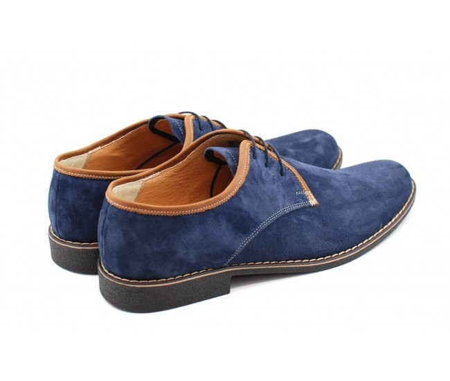 Pantofi barbati casual, din piele naturala, culoare bleumarin P34BLUE