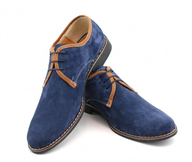 Pantofi barbati casual, din piele naturala, culoare bleumarin P34BLUE