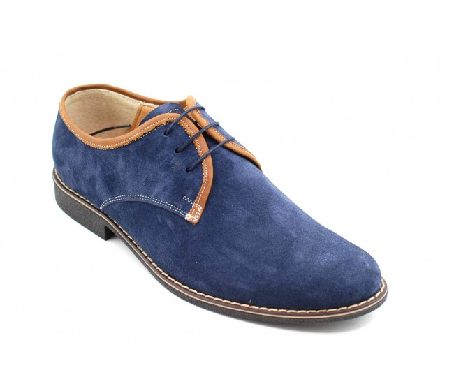 Pantofi barbati casual, din piele naturala, culoare bleumarin P34BLUE