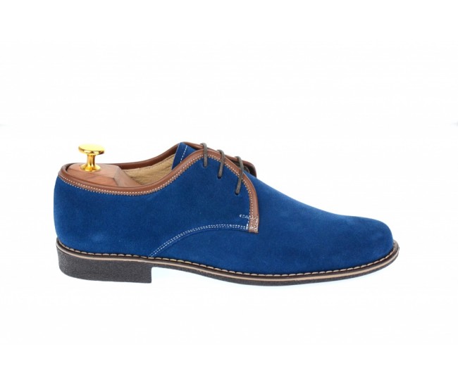 Pantofi barbati casual, eleganti din piele naturala intoarsa, bleumarin P34MBL