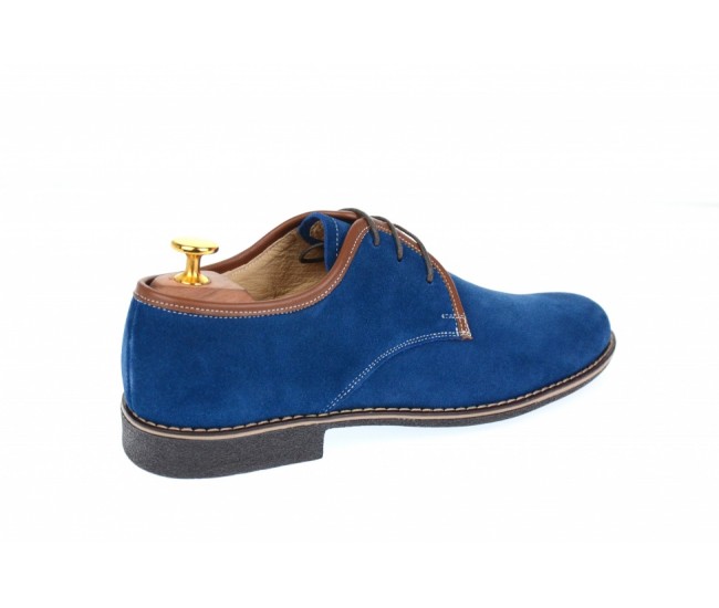 Pantofi barbati casual, eleganti din piele naturala intoarsa, bleumarin P34MBL