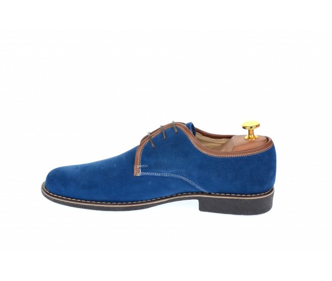 Pantofi barbati casual, eleganti din piele naturala intoarsa, bleumarin P34MBL