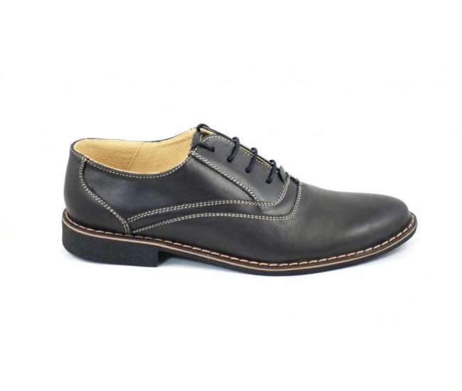 Pantofi barbati casual piele naturala, culoare neagra - P37NA