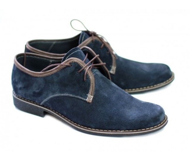 Pantofi barbati, din piele naturala (Intoarsa) casual-eleganti,  bleumarin -  P80