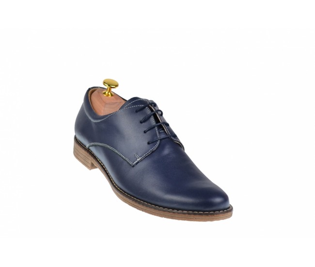 Pantofi barbati casual din piele naturala bleumarin - PABLM