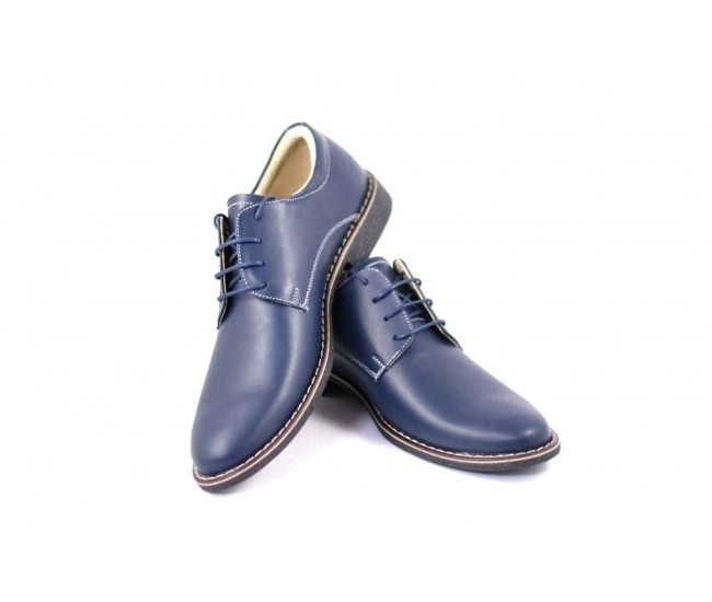 Pantofi bleumarin barbati casual - eleganti din piele naturala Dark Blue